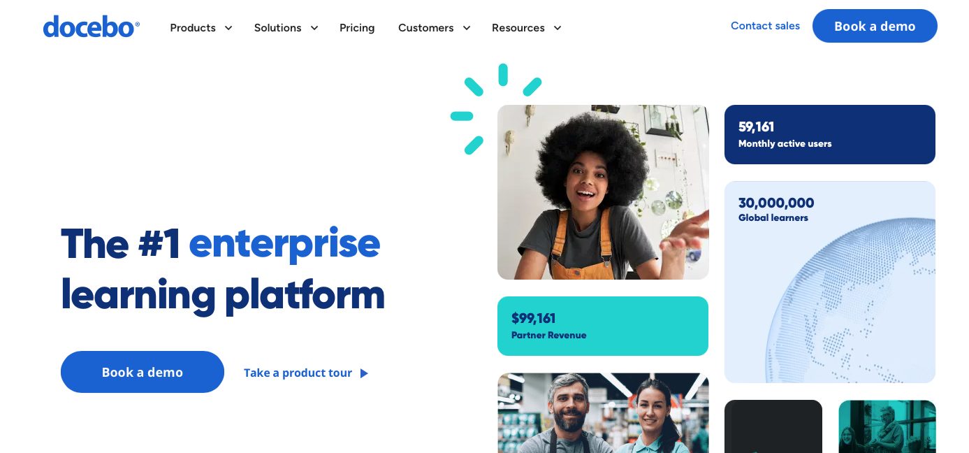 screenshot of docebo website landing page